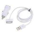 Adaptador de carregador de carro com o cabo USB para todos os iPod/iPhone 2G/3G/3GS (branca)