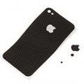 PU decorativas proteção Backside adesivo iPhone 4 - preto (padrão de diamante)