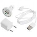 Adaptadores de energia AC/carro + USB cabo carregador de conjunto de dados para o iPhone 4/3GS (100 ~ 240V/EU Plug)