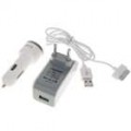 Adaptadores de energia AC/carro + USB cabo carregador de conjunto de dados para iPod/iPhone3G/3GS/4 (100 ~ 240V/EU Plug)