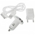 USB/AC/Car Charger Set para iPhone 3GS/4 - branco