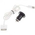 Carregador de carro + conjunto de cabo de dados do USB para o iPhone 4/3GS/iPad/iPod (DC 12 ~ 24V)