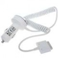 Cigarro Powered USB adaptador/carregador do carro com Charging Cable para iPhone 3 G/3GS/4 - branco