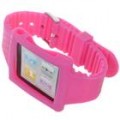 Wrist Watch estilo protetora silicone com banda para iPod Nano 6 (rosa vermelha)