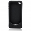 1000mAh USB/Solar Powered Rechargeable bateria externa com capa de silicone para iPhone 4 (preto)