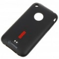 Borracha Silicone Backside Case com protetor de tela + bolsa + suporte para iPhone 3G/3GS (preto)