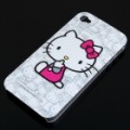 Plástico volta caso protetor com Hello Kitty padrão para iPhone 4 - branco