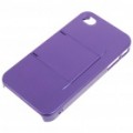 Caso de armadura protectora ABS traseiro c / protetor de LCD + pano de Lavagem A + mais para iPhone 4 - roxo