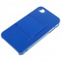 Caso de armadura protectora ABS traseiro c / protetor de LCD + pano de Lavagem A + mais para iPhone 4 - azul