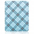 Proteção caso plástico duro Plaid volta para Apple iPad - azul