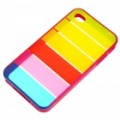 Arco-íris estilo PC Backside caixa protectora com caneta para iPhone 4 - Pink