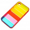 Arco-íris estilo PC Backside caixa protectora com caneta para iPhone 4 - vermelho