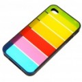 Arco-íris estilo PC Backside caixa protectora com caneta para iPhone 4 - preto