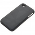 Elegante alumínio liga de plástico traseiro caso protetor para iPhone 4 - Diamonds (preto)