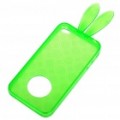 Bonito Coelho orelha estilo caso protetor + Full Body Guard + pano para iPhone 4 - verde