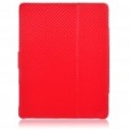 Protetor tecido tapete estilo PU couro Case para Apple iPad 2 - vermelho