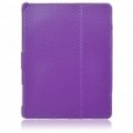 Protetor tecido tapete estilo PU couro Case para Apple iPad 2 - roxo