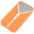 ZIP padrão Soft Silicone volta caso protetor com pano de limpeza para iPhone 4 - laranja + cinza