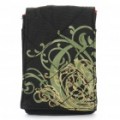 Saco de lona protetora com cinta & Carabiner Clip para iPhone 4 - flor (preto)