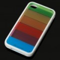 Colorido transparente tiras PVC volta caso protetor c / protetor de tela para iPhone 4 - branco