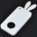 Bonito Silicone Coelho orelha caso protetor para iPhone 4 (branco)