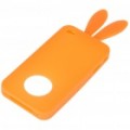 Bonito Silicone Coelho orelha caso protetor para iPhone 4 (laranja)
