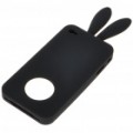 Bonito Silicone Coelho orelha caso protetor para iPhone 4 (preto)