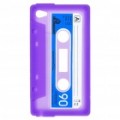 Exclusivo Retro Cassette Tape silício caso protetor para iPod Touch 4 - roxo