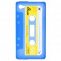 Exclusivo Retro Cassette Tape silício caso protetor para iPhone 4 - azul