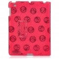 Ultrafinos chinês Dragon Design PU couro cobrir caso protetor para Apple iPad 2 - Deep Red