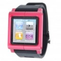 Caso de ligas de alumínio + Silicone Armband para iPod Nano 6 - vermelho + preto