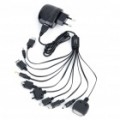 Universal 10 em 1 USB AC carregador cabos adaptadores para telefones celulares/iPhone/PSP (AC 100 ~ 240V/EU Plug)