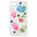 Bonito 3D creme Hello Kitty estilo ABS Back caso protetor para iPhone 4