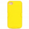 Caixa de plástico protetora com Clip de cinto para iPhone 4 - amarelo