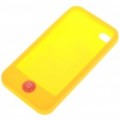 Capa de silicone protetora c / protetor de LCD + pano de Lavagem A + Kit anti-pó para iPhone 4 - amarelo