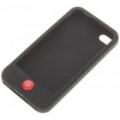 Capa de silicone protetora c / protetor de LCD + pano de Lavagem A + Kit anti-pó para iPhone 4 - preto