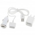 3-em-1 AC Adapter carregador + carregador + cabo de dados/carregamento USB para o iPhone 3 G/4 - branco