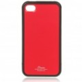 Elegante volta caso protetor c / pano de guarda & Lavagem A tela para iPhone 4 - vermelho + preto