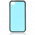 Elegante volta caso protetor c / pano de Lavagem A & protetor de tela para iPhone 4 - azul + preto