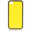 Elegante volta caso protetor c / pano de Lavagem A & protetor de tela para iPhone 4 - amarelo + preto
