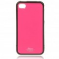 Elegante volta caso protetor c / pano de guarda & Lavagem A tela para iPhone 4 - rosa vermelha + preta