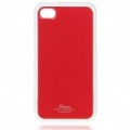 Elegante volta caso protetor c / pano de Lavagem A & protetor de tela para iPhone 4 - vermelho + branco