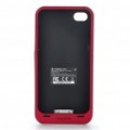 1500mAh recarregáveis externo bateria volta Case para iPhone 4 - vermelho