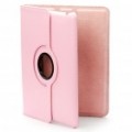 Protetora 360 grau rotação titular PU couro Case para iPad 2 - Pink