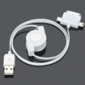 3-em-1 retrátil Charging adaptador cabo de dados USB para iPhone (70 cm-comprimento)