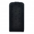 Elegante flor padrão PU couro cobrir caso protetor para iPhone4 - preto