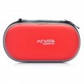 Zipper duplo protetora Hard Case de couro com Carabiner Clip para PS Vita - vermelho