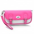 PEGA protetora PU couro transportando bolsa para PS Vita - rosa + branco