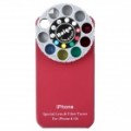 Criativo voltar caso protetor com torre de lente & filtro especial para iPhone 4/4S - vermelho