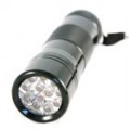 12 LED UV Lanterna Negro